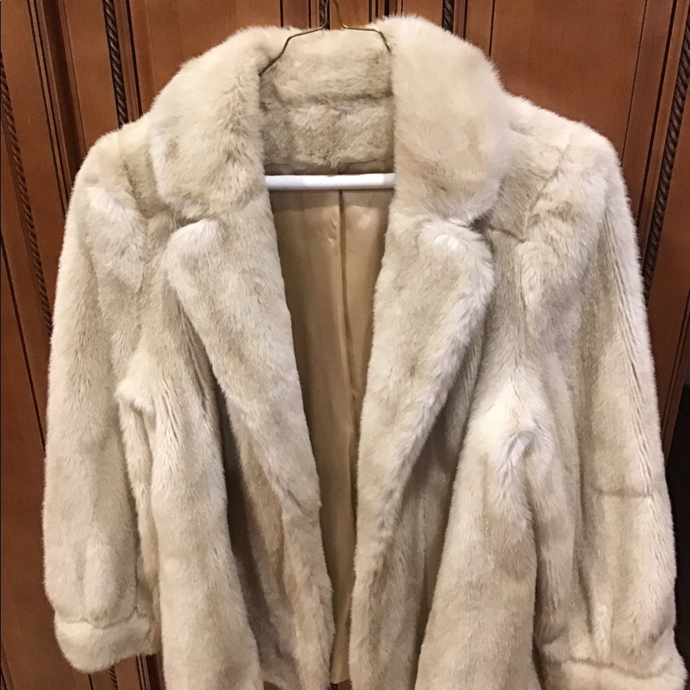 Tissavel of France Cream Fur Pea Coat